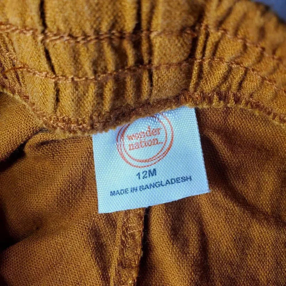 Wonder Nation Baby Girl Elevated Shirt and Shorts Linen Blend Set Size 12m NWOT